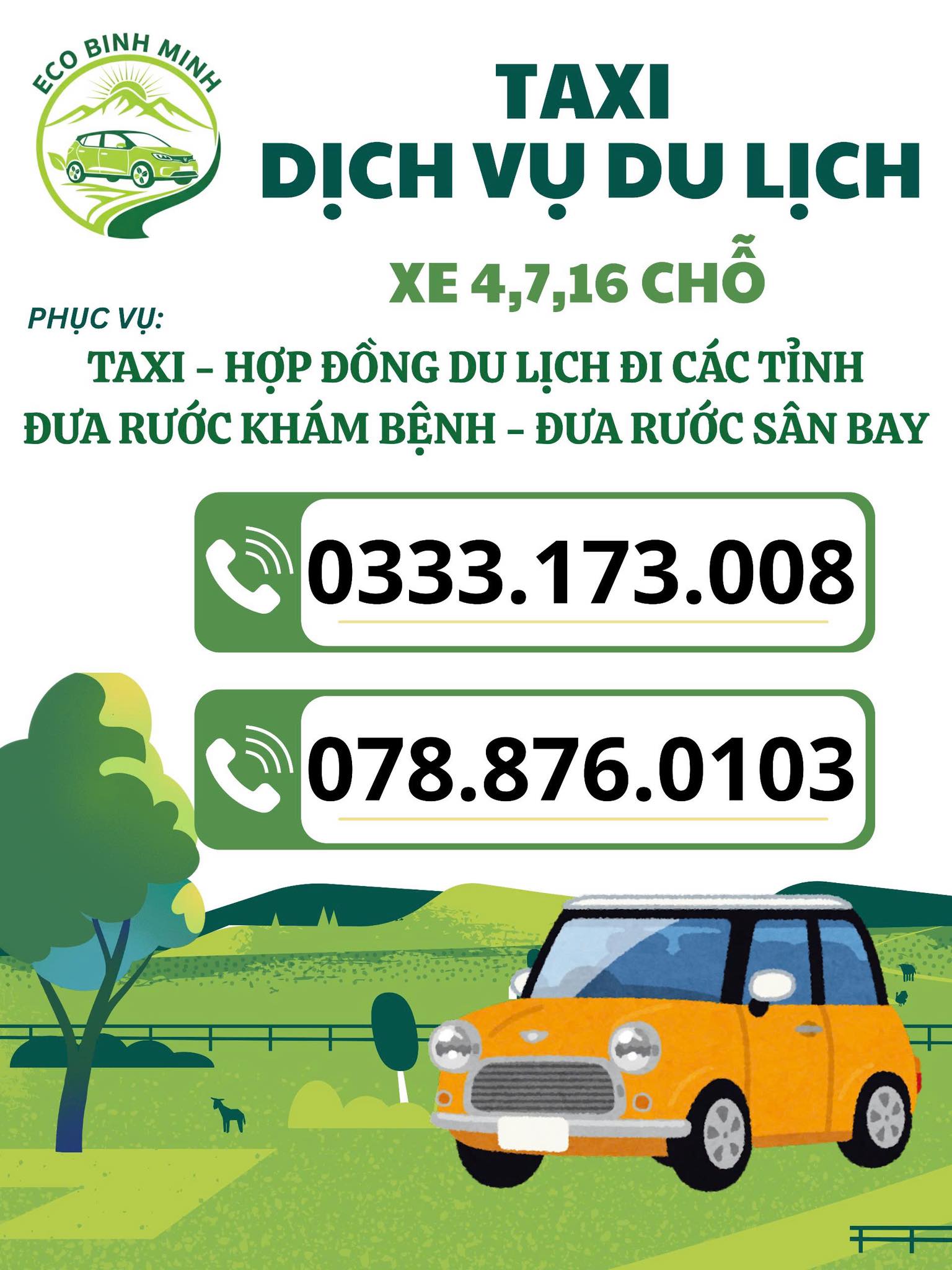 Taxi Xanh SM Bình Minh đi sân bay Cần Thơ, Tân Sơn Nhất