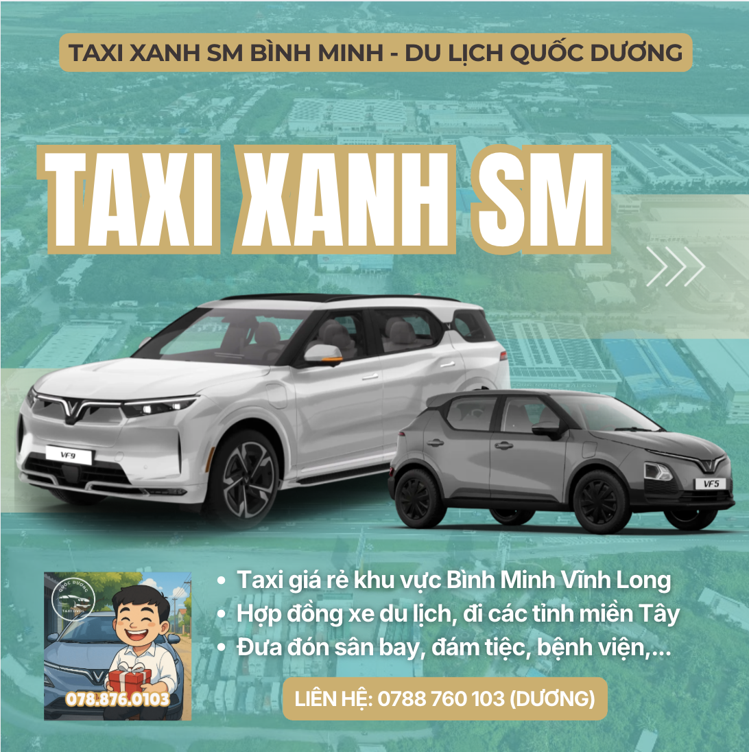Đội xe Taxi Xanh SM Bình Minh - Du lịch Quốc Dương phục vụ 24/7
